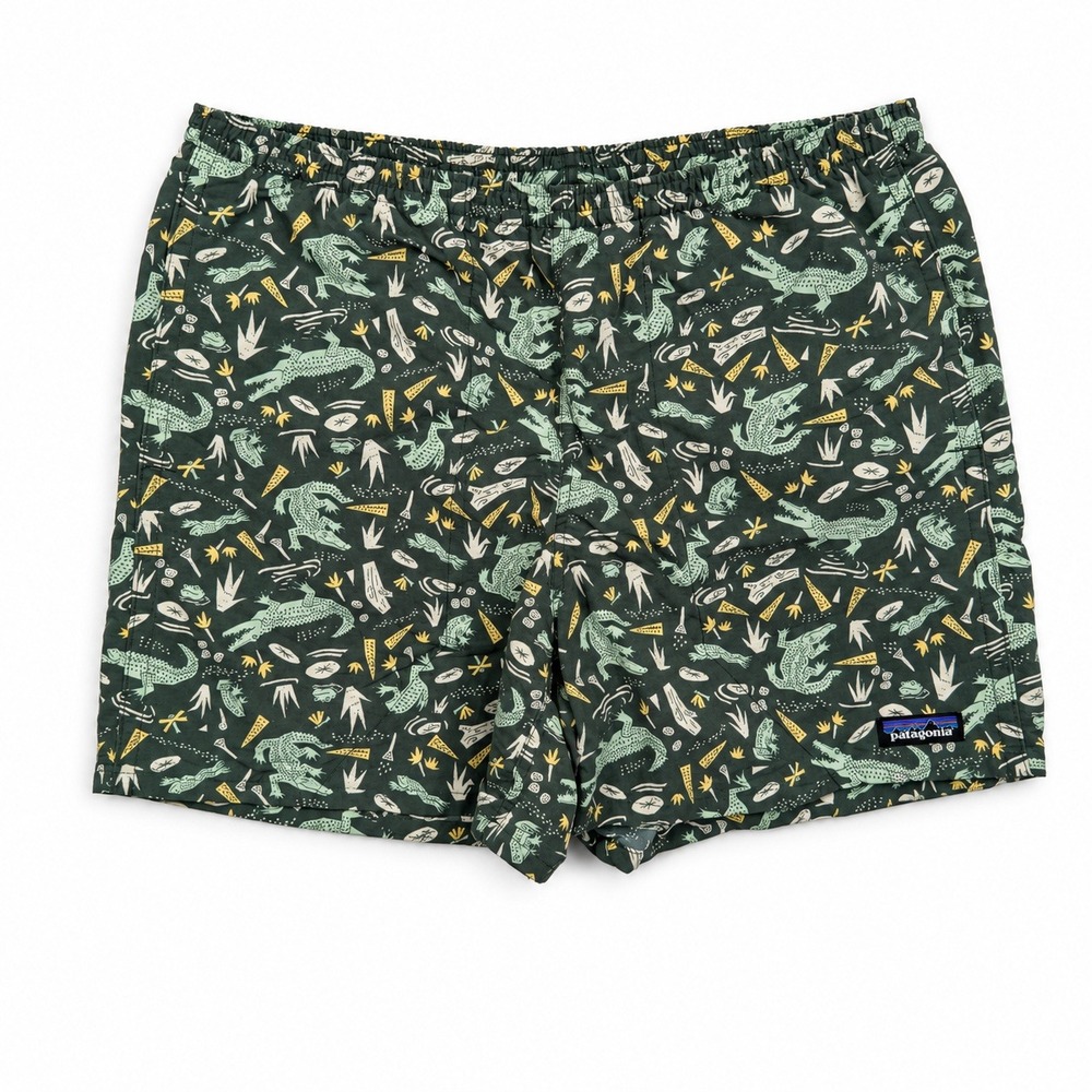 Patagonia Small Baggies Shorts Green Alligator Frog Print 5" Inseam 57021 Swim